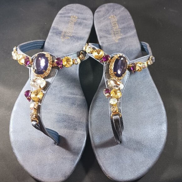 Spring Step Shoes - Patrizia By Spring Step Jeweled Blue Thong Sandal size 40 / US size 9